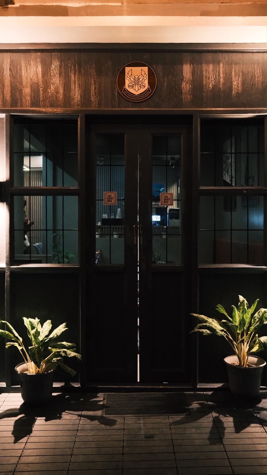Café storefront entrance in daylight
